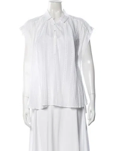Pre-owned Nili Lotan Short Sleeve Blouse In White