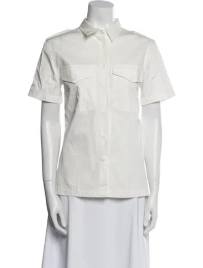 Pre-owned Nili Lotan Short Sleeve Button-up Top In White