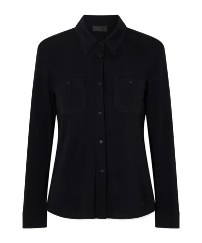Nili Lotan Short Sleeve Lapel Collar Polo Shirt In Black