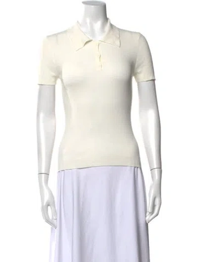 Pre-owned Nili Lotan Short Sleeve Polo In White