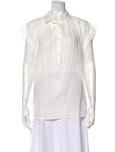 Pre-owned Nili Lotan Short Sleeve Top In White