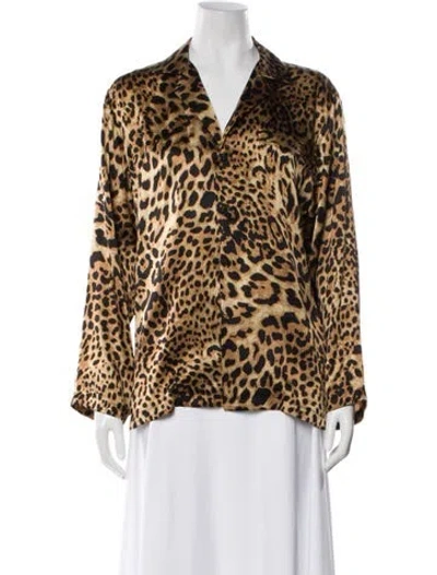 Pre-owned Nili Lotan Silk Animal Print Pajamas W/ Tags In Brown