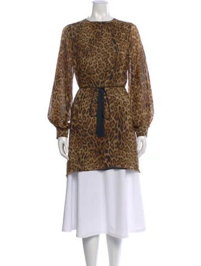 Pre-owned Nili Lotan Silk Animal Print Tunic In Brown