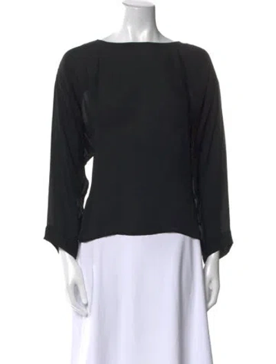Pre-owned Nili Lotan Silk Bateau Neckline Blouse In Black