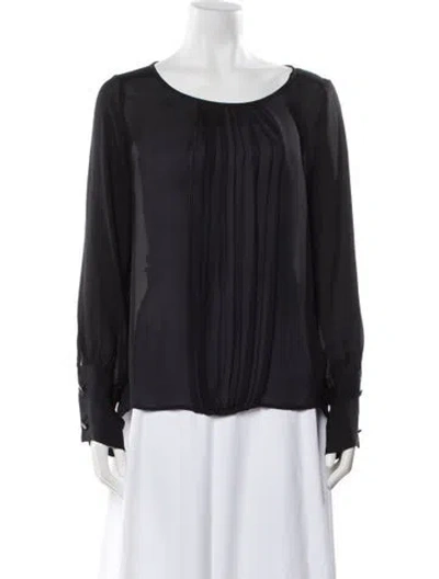 Pre-owned Nili Lotan Silk Crew Neck Blouse In Black