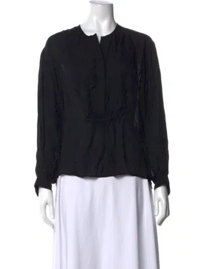 Pre-owned Nili Lotan Silk Crew Neck Blouse In Black