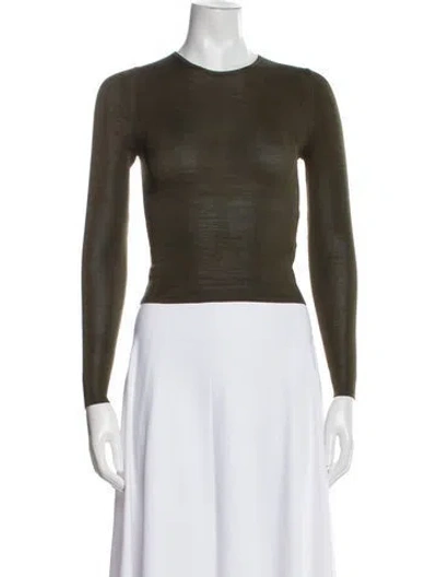 Pre-owned Nili Lotan Silk Crew Neck Crop Top In Green