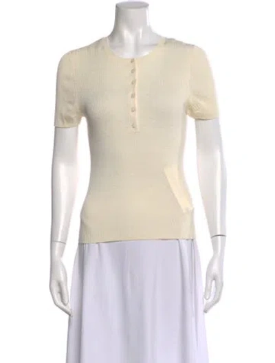 Pre-owned Nili Lotan Silk Crew Neck Polo In Neutral