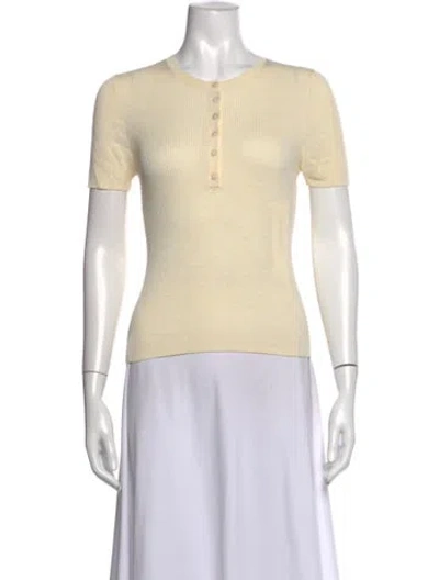 Pre-owned Nili Lotan Silk Crew Neck Polo In Neutrals