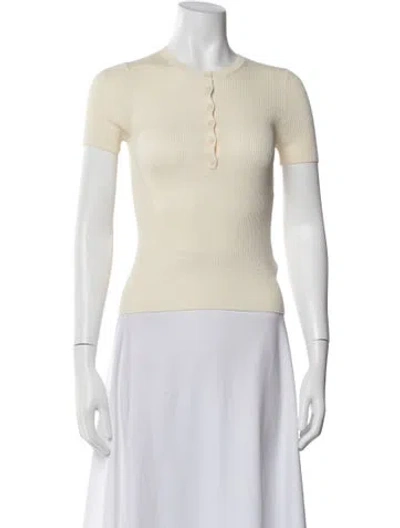 Pre-owned Nili Lotan Silk Crew Neck Polo In White