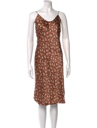 Pre-owned Nili Lotan Silk Knee-length Dress In Brown