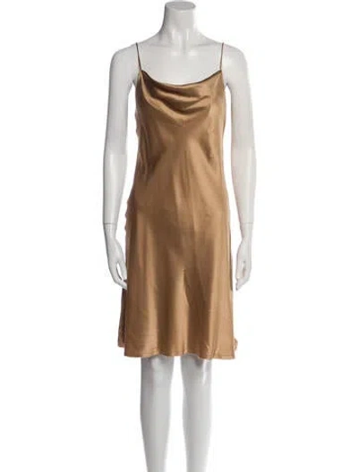 Pre-owned Nili Lotan Silk Knee-length Dress In Brown