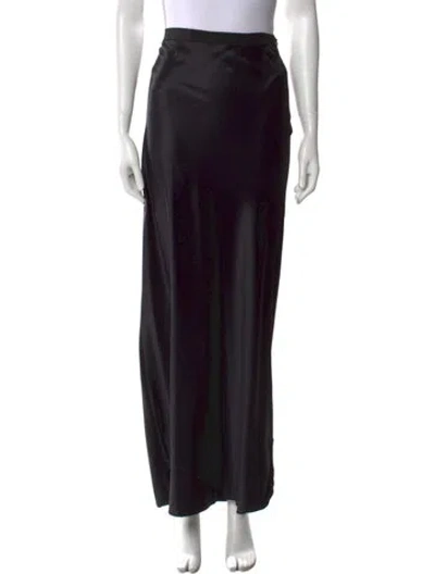 Pre-owned Nili Lotan Silk Long Skirt In Black