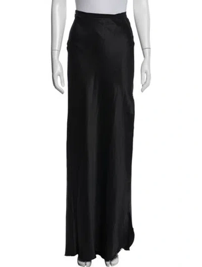 Pre-owned Nili Lotan Silk Long Skirt In Black