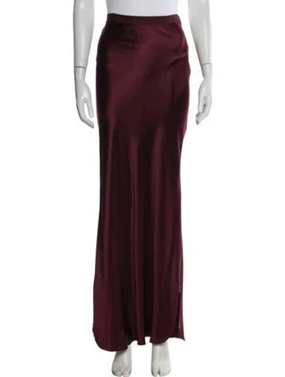 Pre-owned Nili Lotan Silk Long Skirt In Burgundy