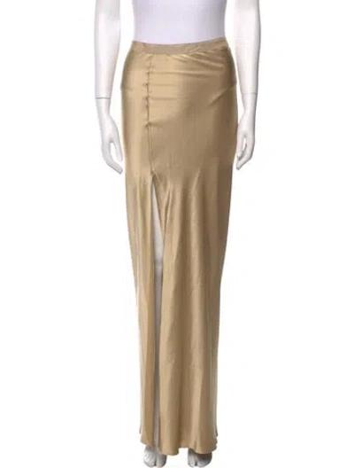 Pre-owned Nili Lotan Silk Long Skirt In Gold