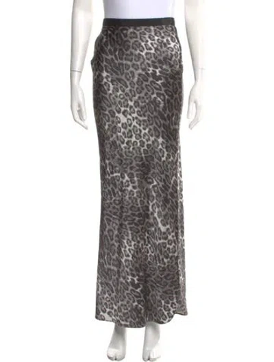 Pre-owned Nili Lotan Silk Long Skirt In Gray