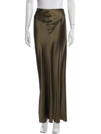 Pre-owned Nili Lotan Silk Long Skirt In Green