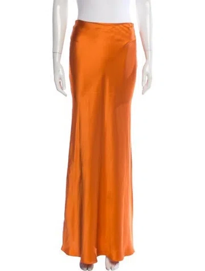 Pre-owned Nili Lotan Silk Long Skirt In Orange