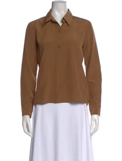 Pre-owned Nili Lotan Silk Long Sleeve Top In Brown