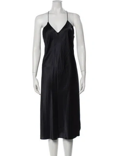 Pre-owned Nili Lotan Silk Midi Length Dress In Black