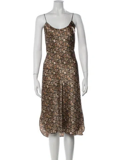 Pre-owned Nili Lotan Silk Midi Length Dress In Black