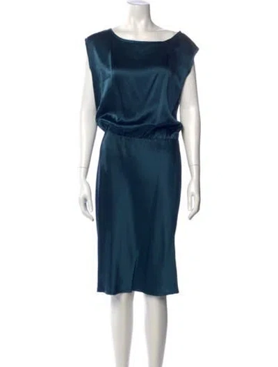 Pre-owned Nili Lotan Silk Midi Length Dress In Blue
