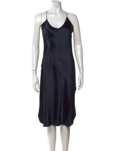Pre-owned Nili Lotan Silk Midi Length Dress In Blue