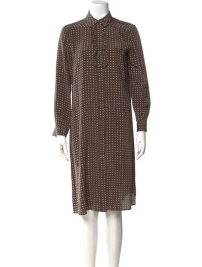 Pre-owned Nili Lotan Silk Midi Length Dress In Brown