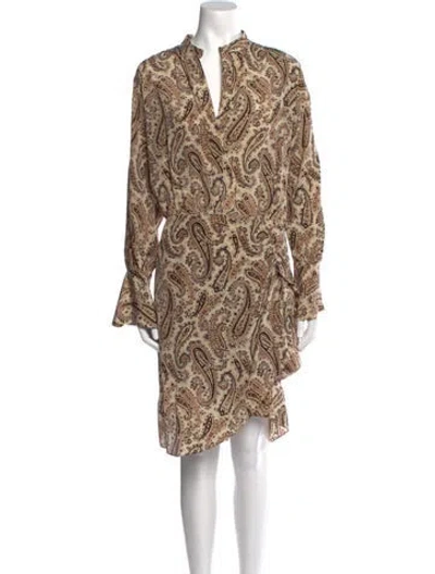 Pre-owned Nili Lotan Silk Midi Length Dress In Brown