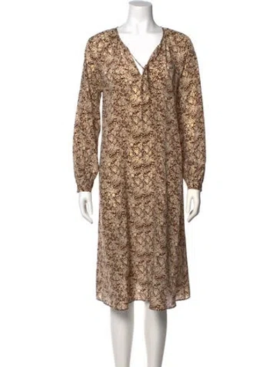 Pre-owned Nili Lotan Silk Midi Length Dress In Brown
