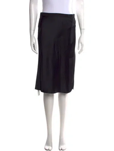 Pre-owned Nili Lotan Silk Midi Length Skirt In Black