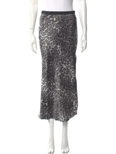 Pre-owned Nili Lotan Silk Midi Length Skirt In Gray
