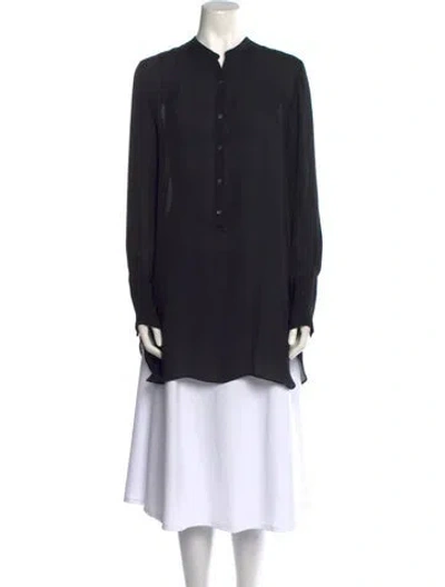 Pre-owned Nili Lotan Silk Mock Neck Tunic In Black