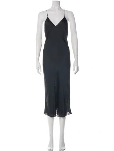 Pre-owned Nili Lotan Silk Raw-edge Trim Nightgown In Blue