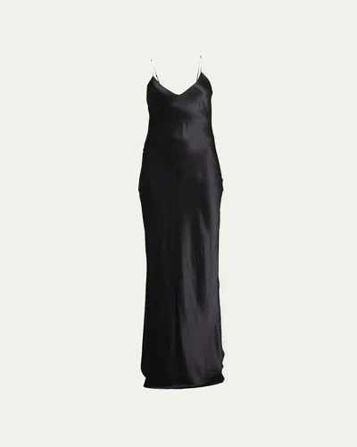 Nili Lotan Silk Satin Slip Gown In Black