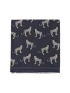 Nili Lotan Animal Motif Scarf Fringed Edges In Blue