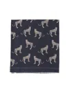 Nili Lotan Animal Motif Scarf Fringed Edges In Blue
