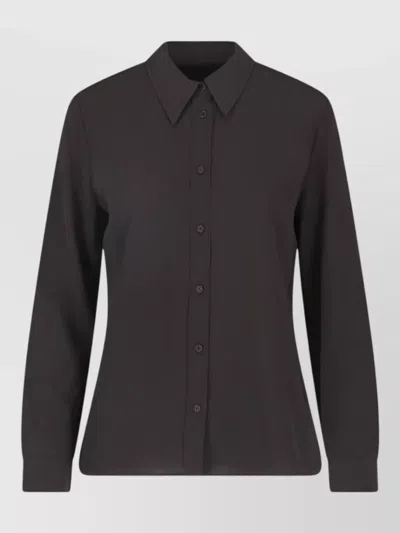 Nili Lotan Gaia Classic Collar Silk Formal Shirt In Black