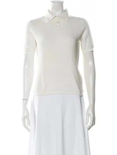 Pre-owned Nili Lotan Silk Short Sleeve Polo In Neutral