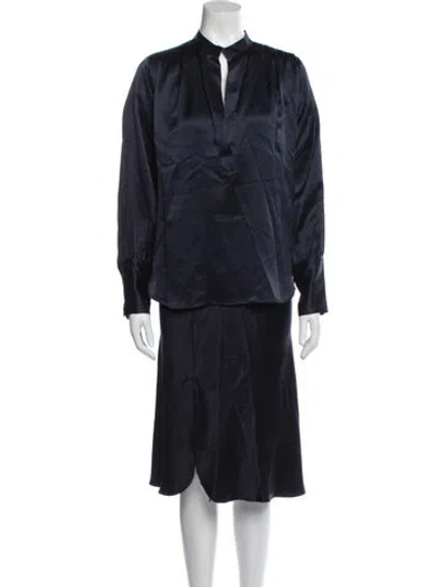 Pre-owned Nili Lotan Silk Skirt Set In Blue