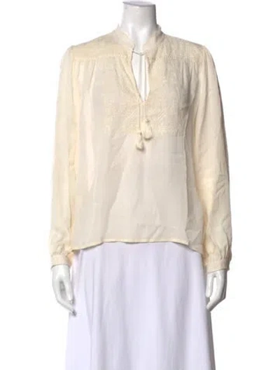 Pre-owned Nili Lotan Silk Tie Neck Blouse In Neutral
