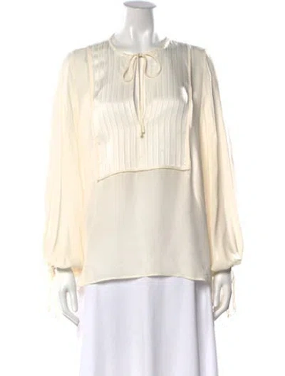 Pre-owned Nili Lotan Silk Tie Neck Blouse In Neutrals