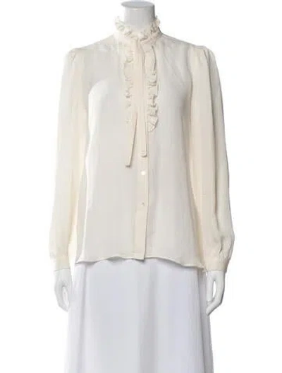 Pre-owned Nili Lotan Silk Tie Neck Blouse In Neutrals