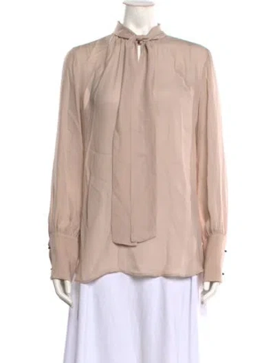 Pre-owned Nili Lotan Silk Tie Neck Blouse In Pink