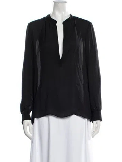 Pre-owned Nili Lotan Silk V-neck Blouse In Black