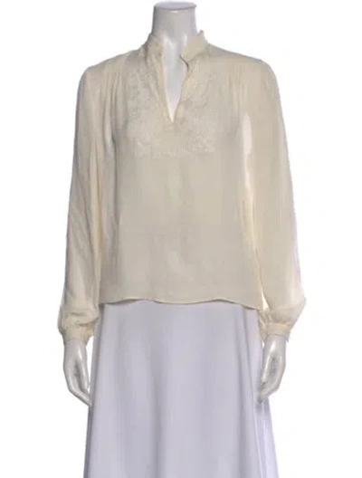 Pre-owned Nili Lotan Silk V-neck Blouse In Neutral