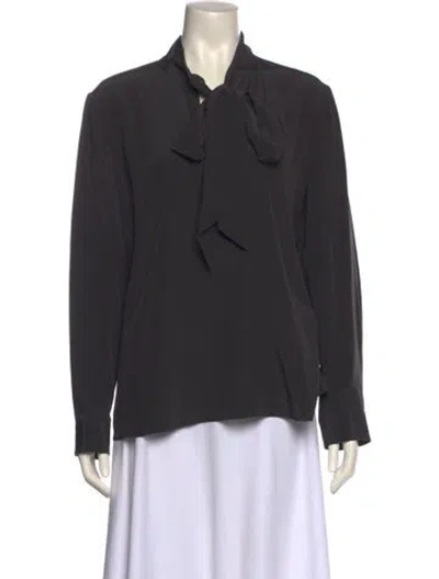 Pre-owned Nili Lotan Silk V-neck Polo In Black