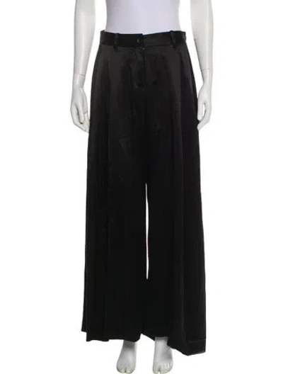 Pre-owned Nili Lotan Silk Wide Leg Pants In Black