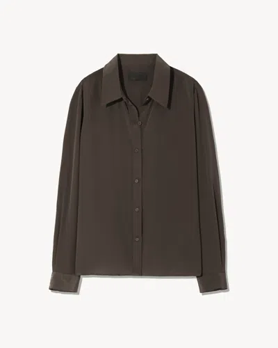Nili Lotan Simone Silk Shirt In Brown